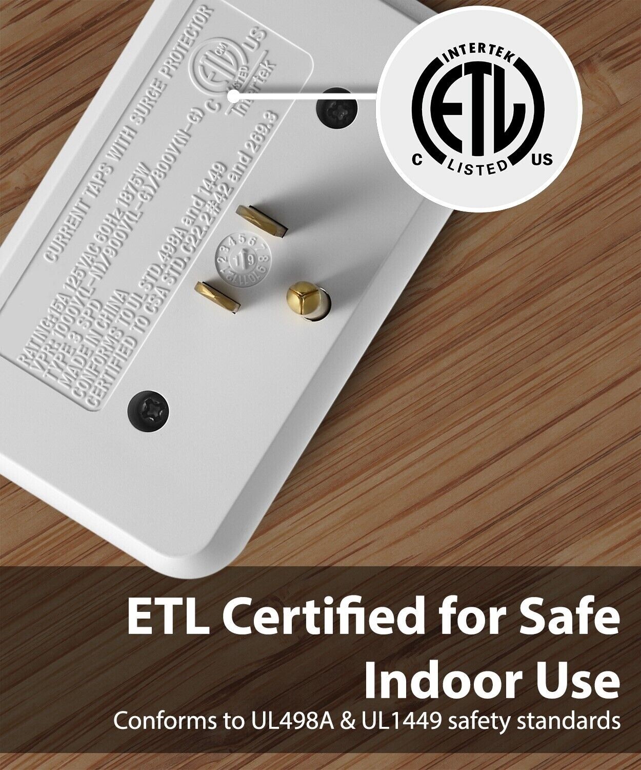Fosmon [ETL Listed] 3-Outlet Wall Mount Surge Protector 1200J w/Ground Indicator
