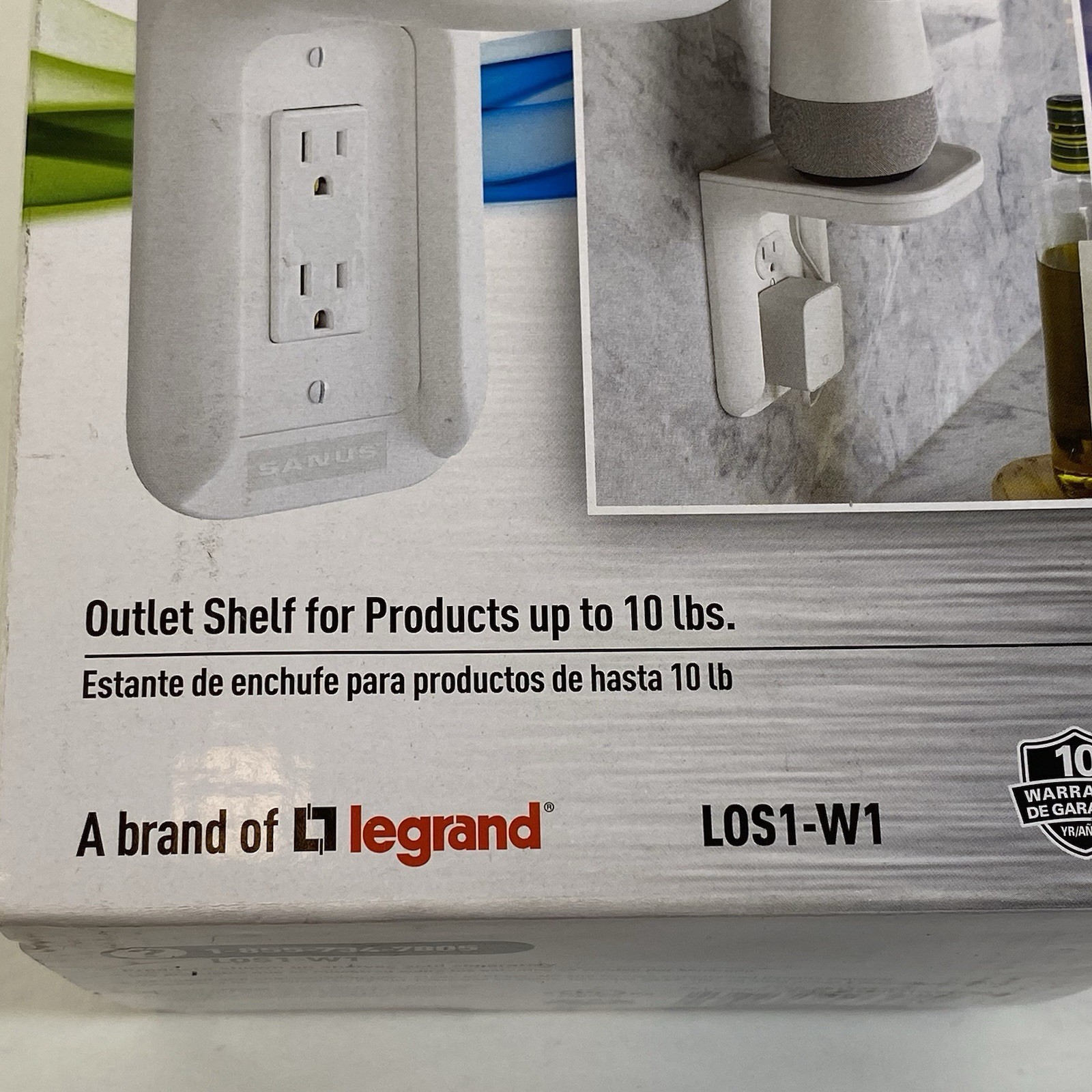 Outlet Shelf White SANUS Outlet Cover with a Shelf Above Holds 10lb – New in Box