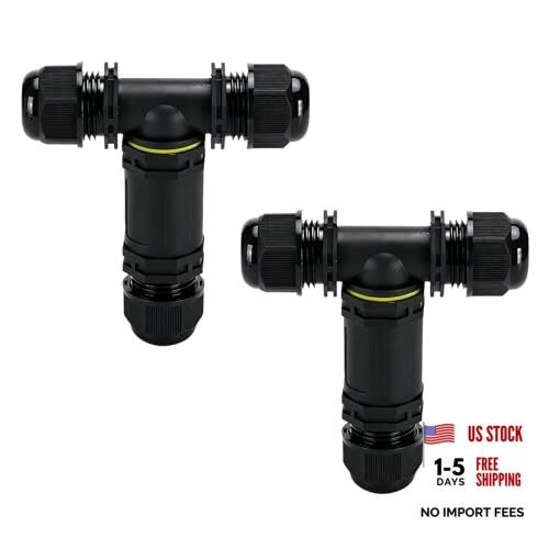 2Pcs 4-Core Screw Terminal IP68 Waterproof M25 4Pin 10-14 25A T-Type Three-Way