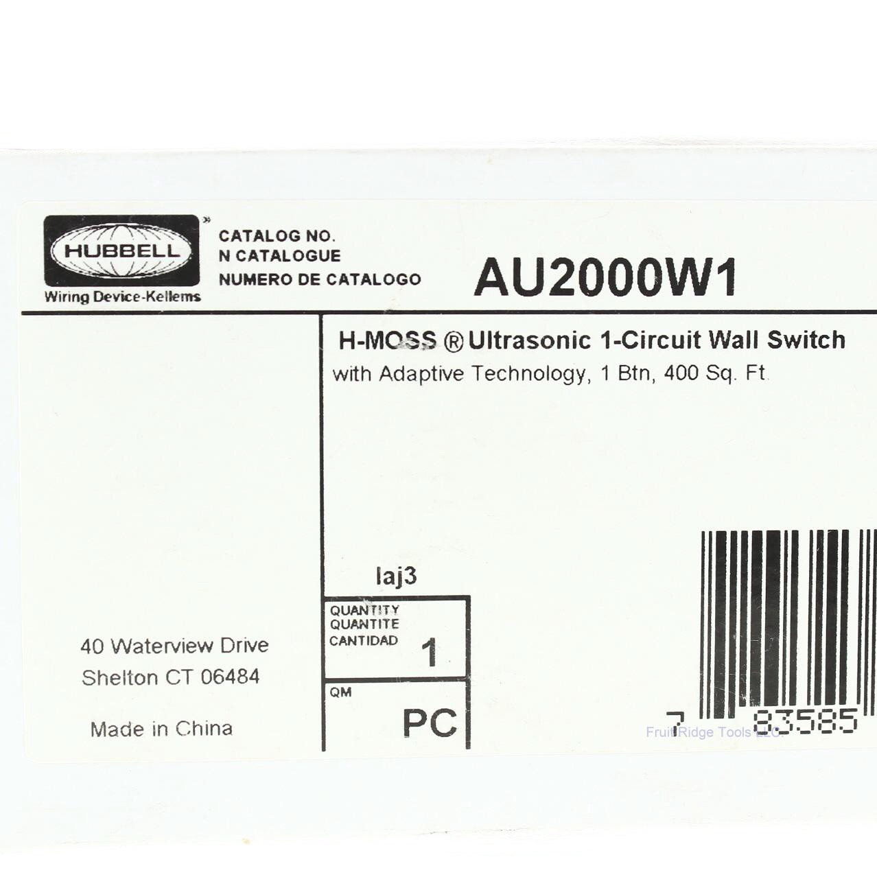 Hubbell AU2000W1 White Occupancy Sensor Switch Ultrasonic Adaptive 120/277V
