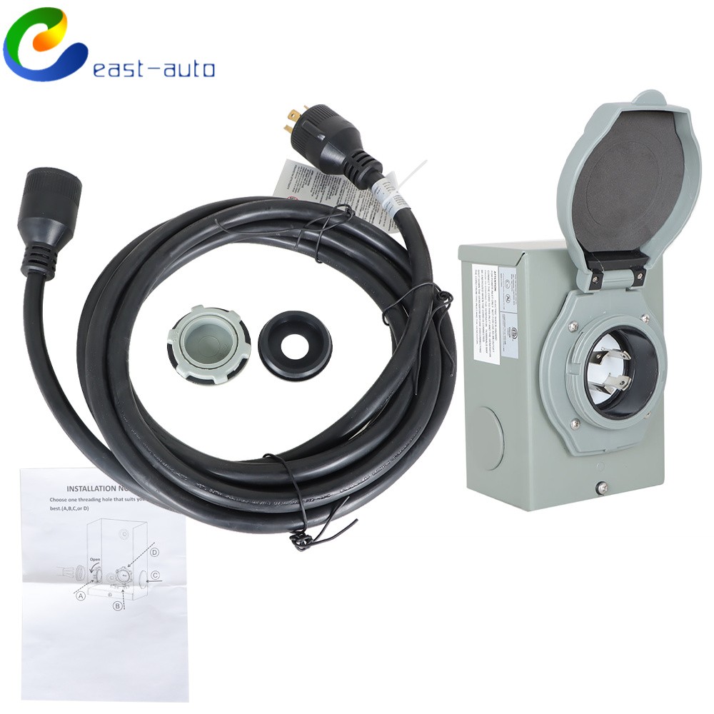 4 Prong 30 Amp Generator Cord 25 FT Inlet Box L14-30P / L14-30R Waterproof
