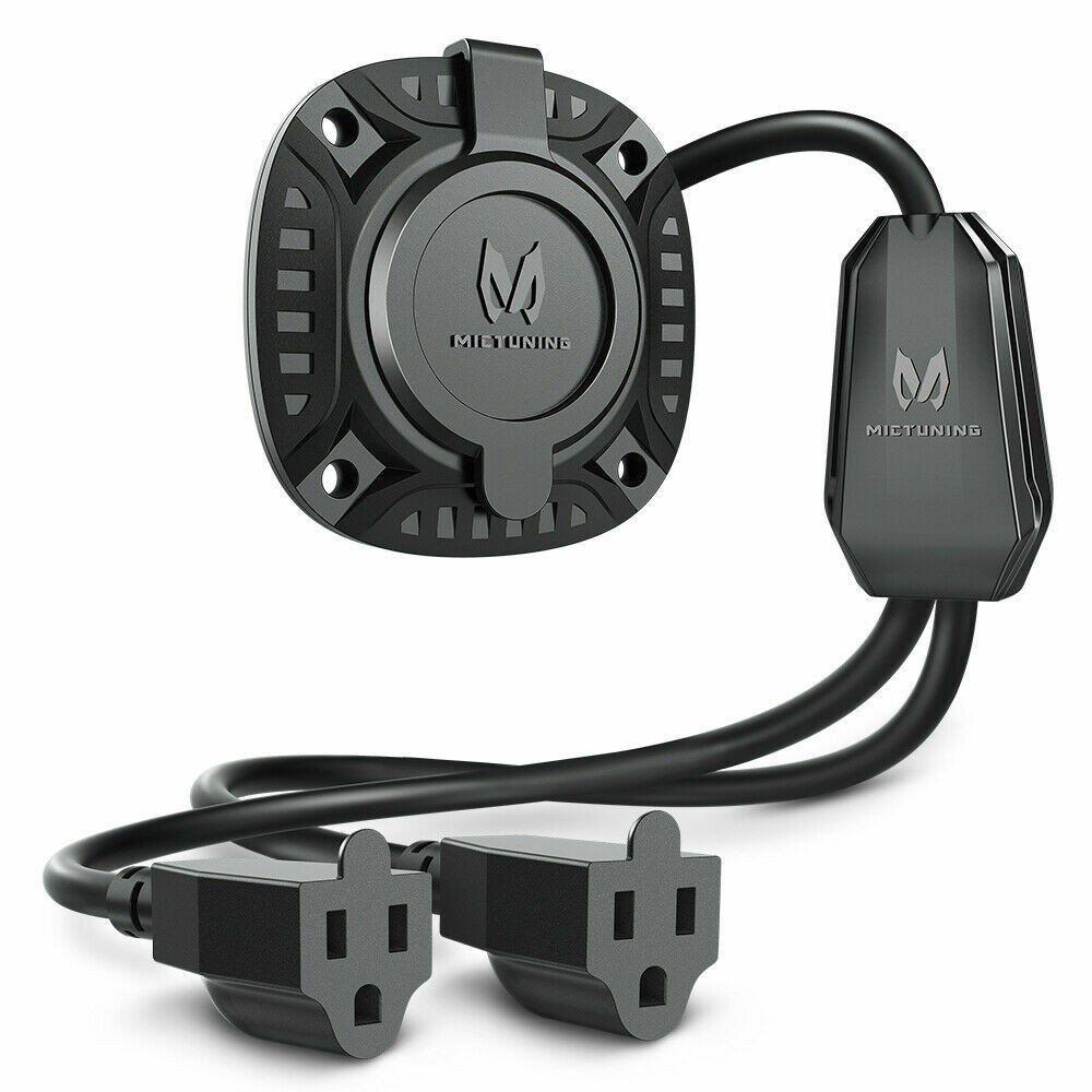 15Amp 125V AC Power Inlet Port Plug Integrated Dual 18″ Extension Cord Y Splitte