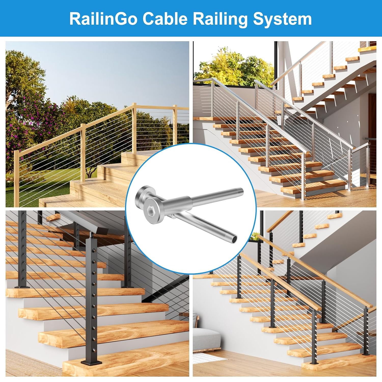 50 Pack Invisible Cable Railing Kit, T316 Stainless Steel 1/8″ Invisible Receive