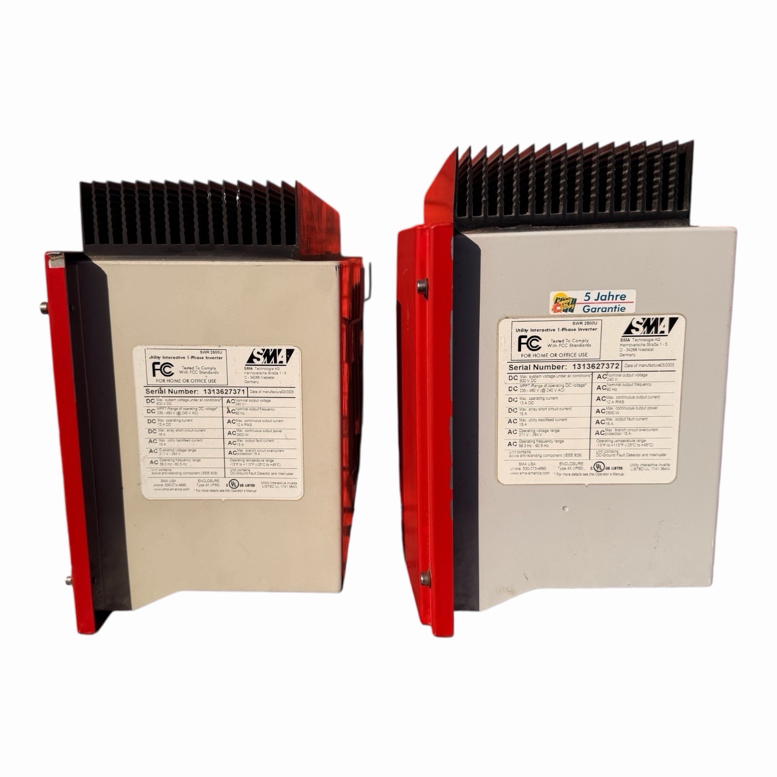 2 SMA 2500U Utility Interactive Single Phase Inverter – Sunny Boy SWR Read*