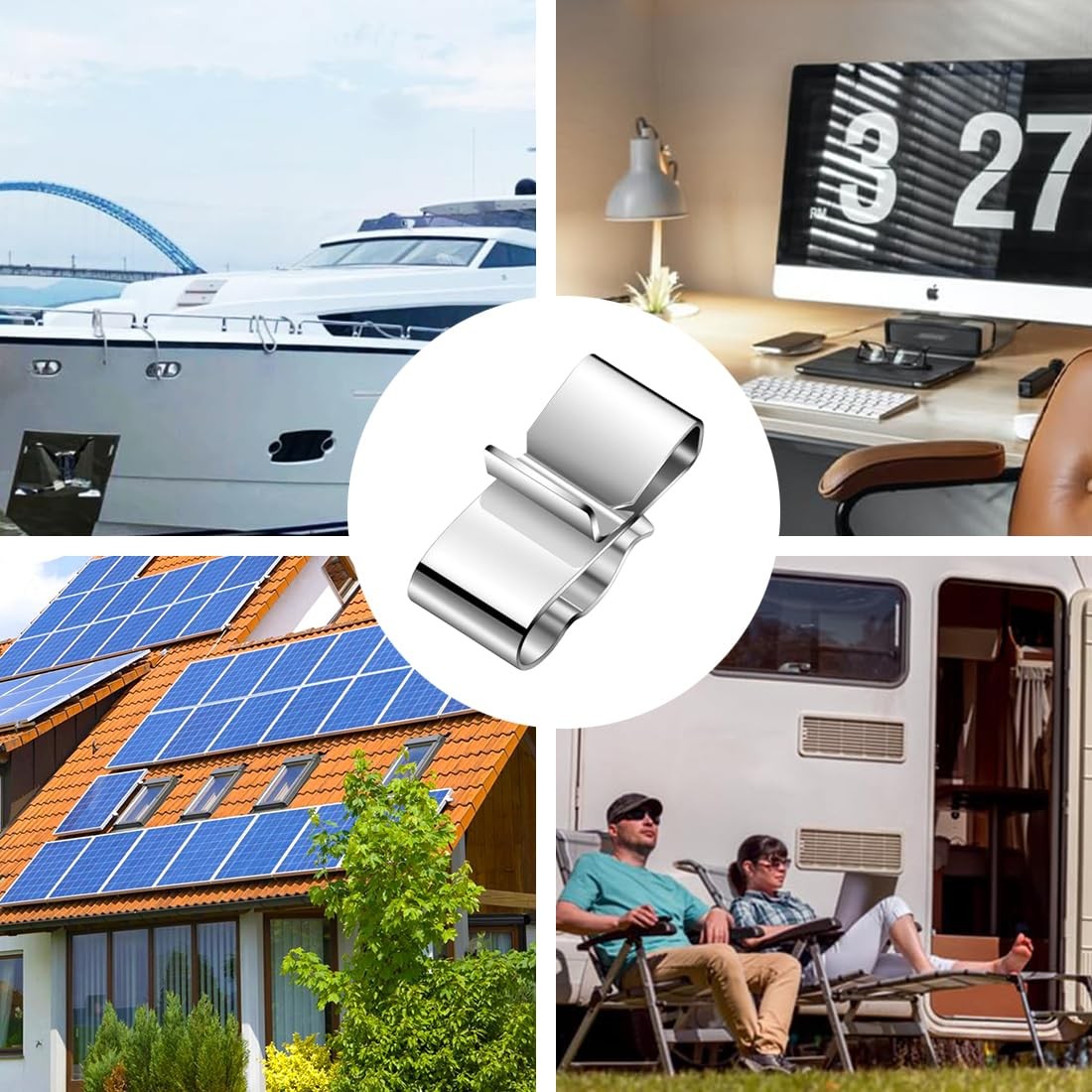 30PCS Trailer Frame Wire Clip Stainless Steel Metal Cable Clips Solar Panel Clip
