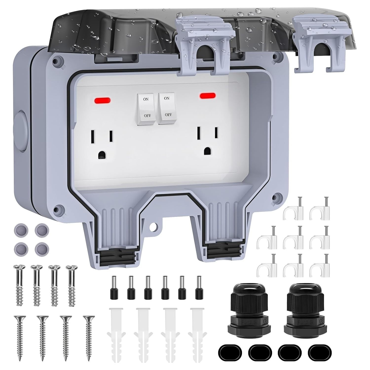 Outdoor 2-Gang Power Outlet with Upgraded Design – Waterproof & Dustproof