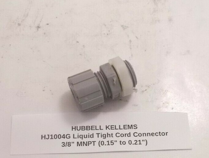 HUBBELL KELLEMS HJ1004G Liquid Tight Cord Connector 3/8″ MNPT (0.15″ to 0.21″)