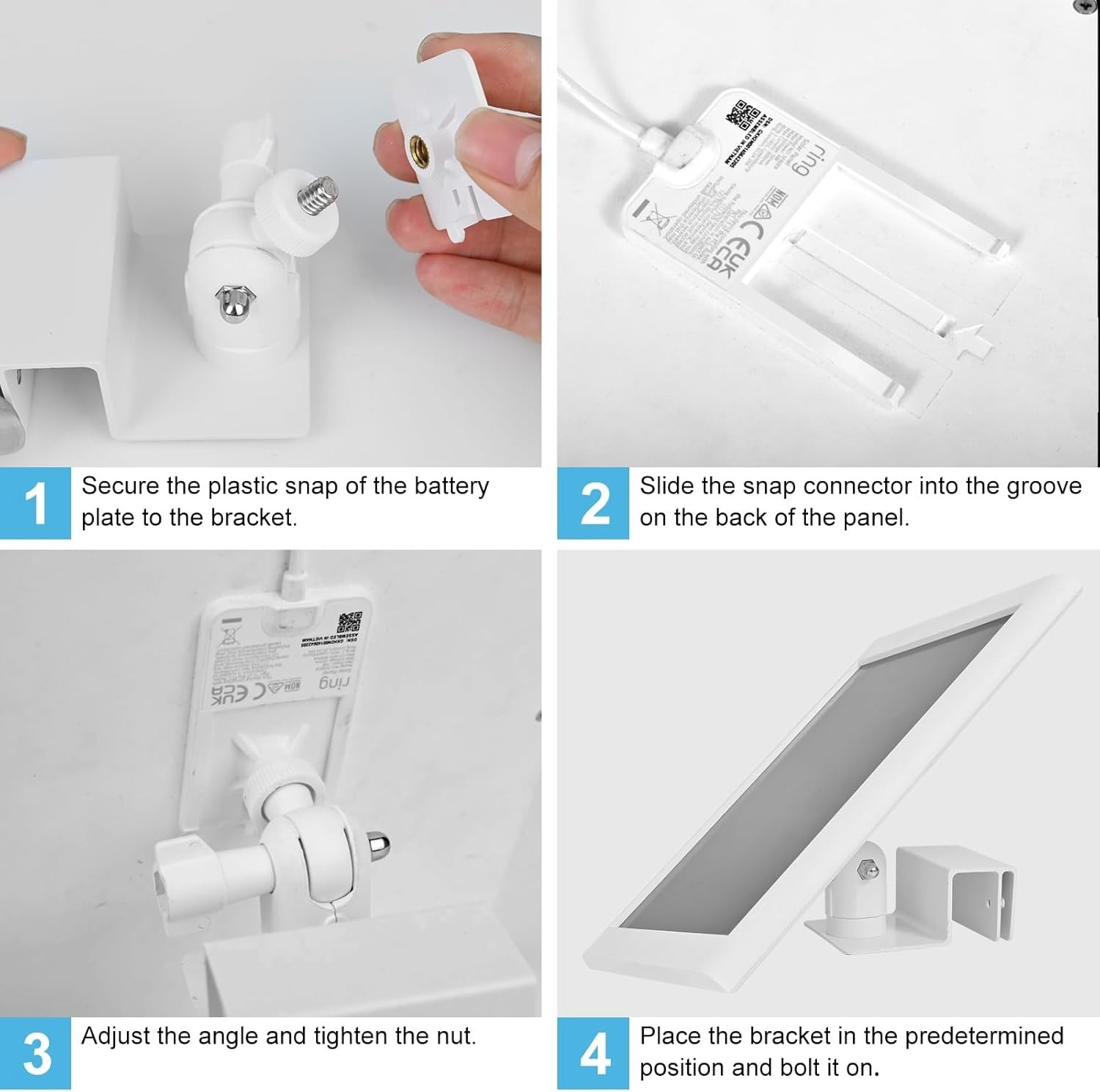 Adjustable Solar Panel Gutter Mount for Ring Weatherproof Aluminum Alloy Bracket