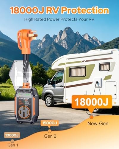 GEARGO 𝟐𝟎𝟐𝟔 𝐍𝐄𝐖 50 Amp Surge Protector for RV, 18000 Joules Circuit An…