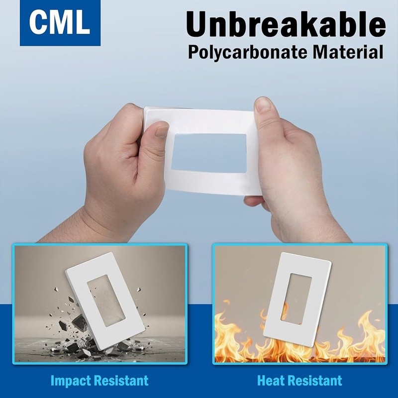 Screwless Wall Plates Matte Finish Durable Polycarbonate Easy Install Home Decor