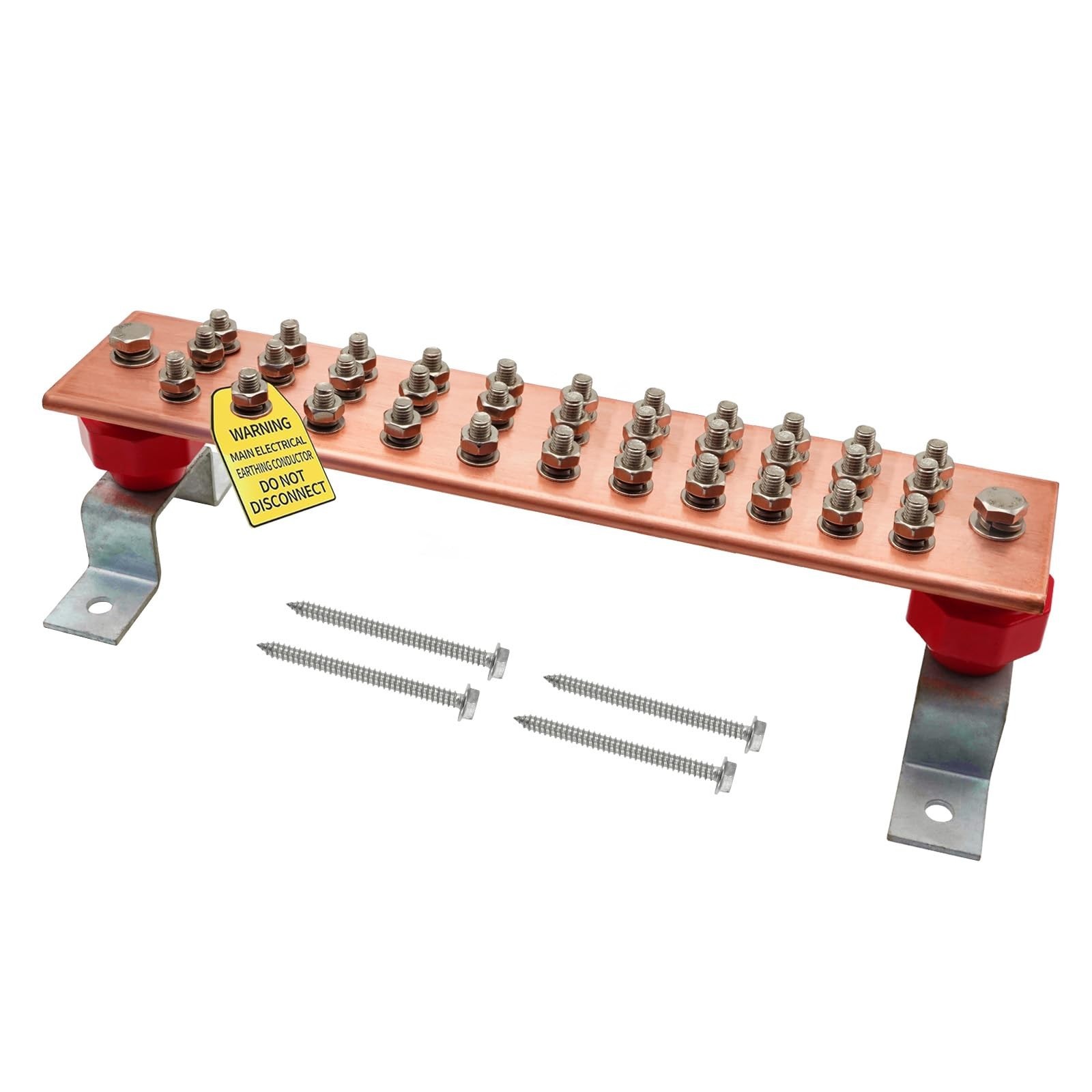 JMDECOUS Copper Grounding Bar Kit – 16″3.15″ Copper Bus Bar 33 Terminal
