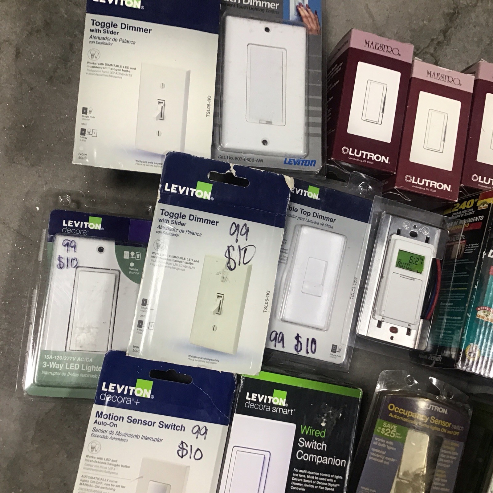 A Lot Of 20 New Switches , , Dimmers And Timing Switches Motion, Detect ￼￼￼￼￼
