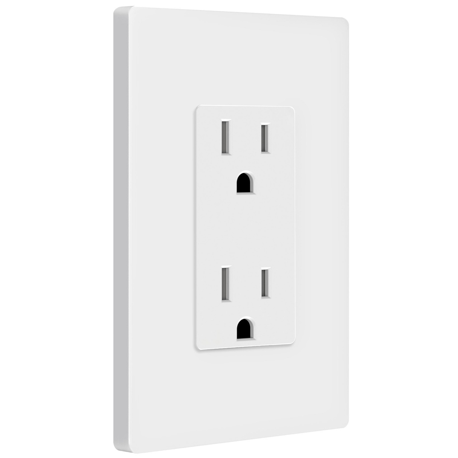 20 Pack White Decorator Outlets with Screwless Wall Plates, 15A 125V, Tamper Res