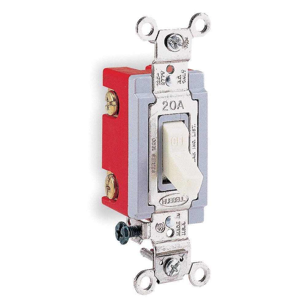 HUBBELL HBL1222I Wall Switch,Ivory,20A;Back;Side,DblPole 1X972
