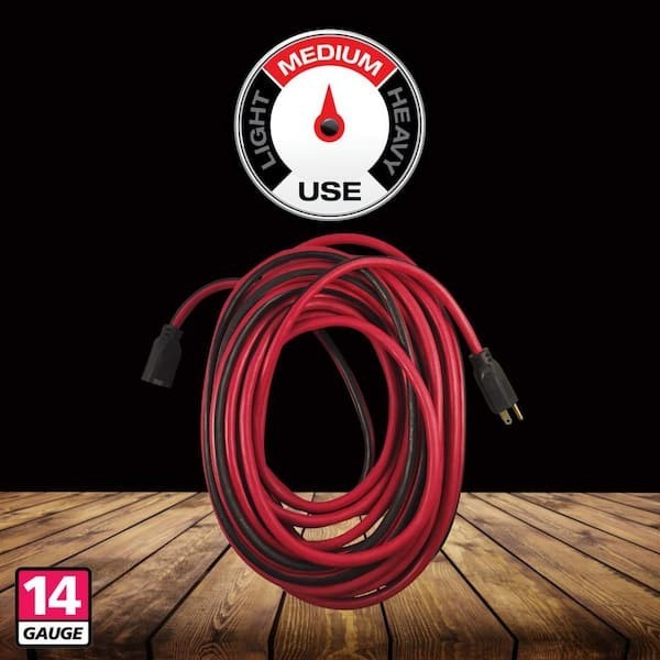 100 ft. 14/3 Medium Duty Indoor/Outdoor Extension Cord, Red/Black