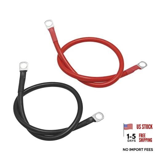 6 AWG Gauge battery cables with terminals 20 Inches (Each), 3/8-Inch Lugs, Red