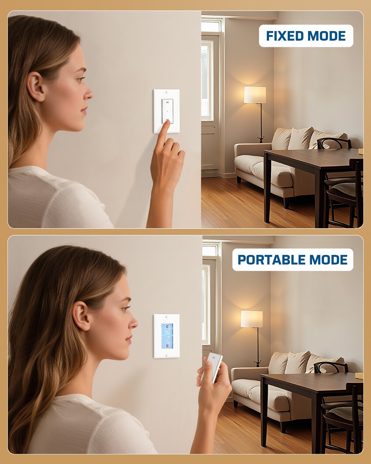 DEWENWILS No Wiring Wireless Light Switch Magnetic Remote Plug & Play 15A