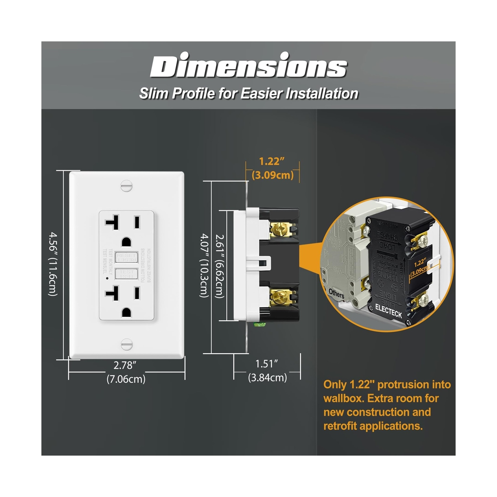 ELECTECK 30 Pack GFCI Outlets 20 Amp, Non-Tamper Resistant, Decor GFI Recepta…