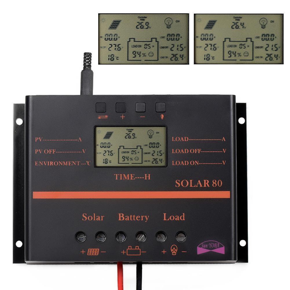 80A AMP MPPT Solar Panel Regulator Charge Controller 24V/12V 2000W/1000W LCD US1