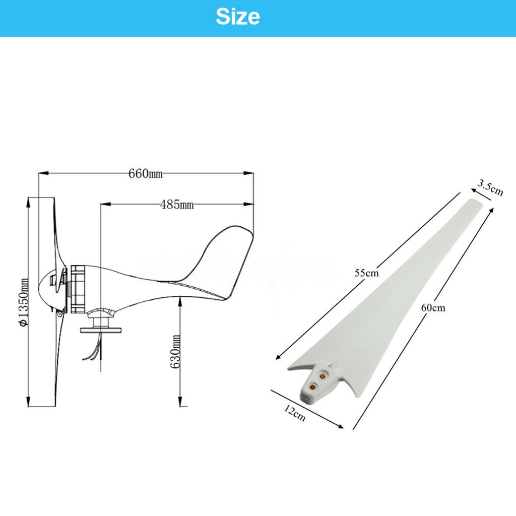 3KW 48V Wind Turbine Windgenerator Home Garden Boat Street Motor Windmill Power