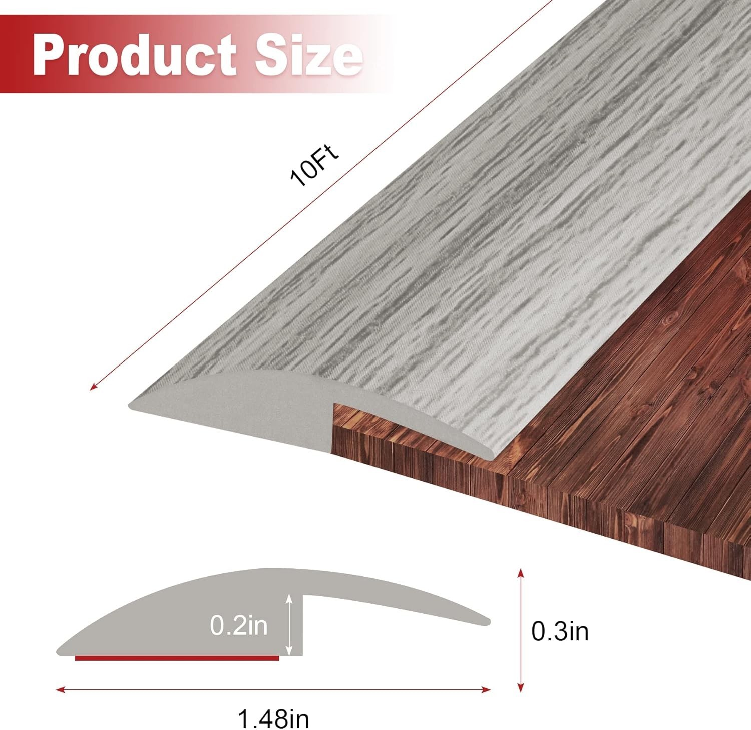 Self-Adhesive Floor Transition Strip – 10Ft Gray Forest for Safe Home Edges