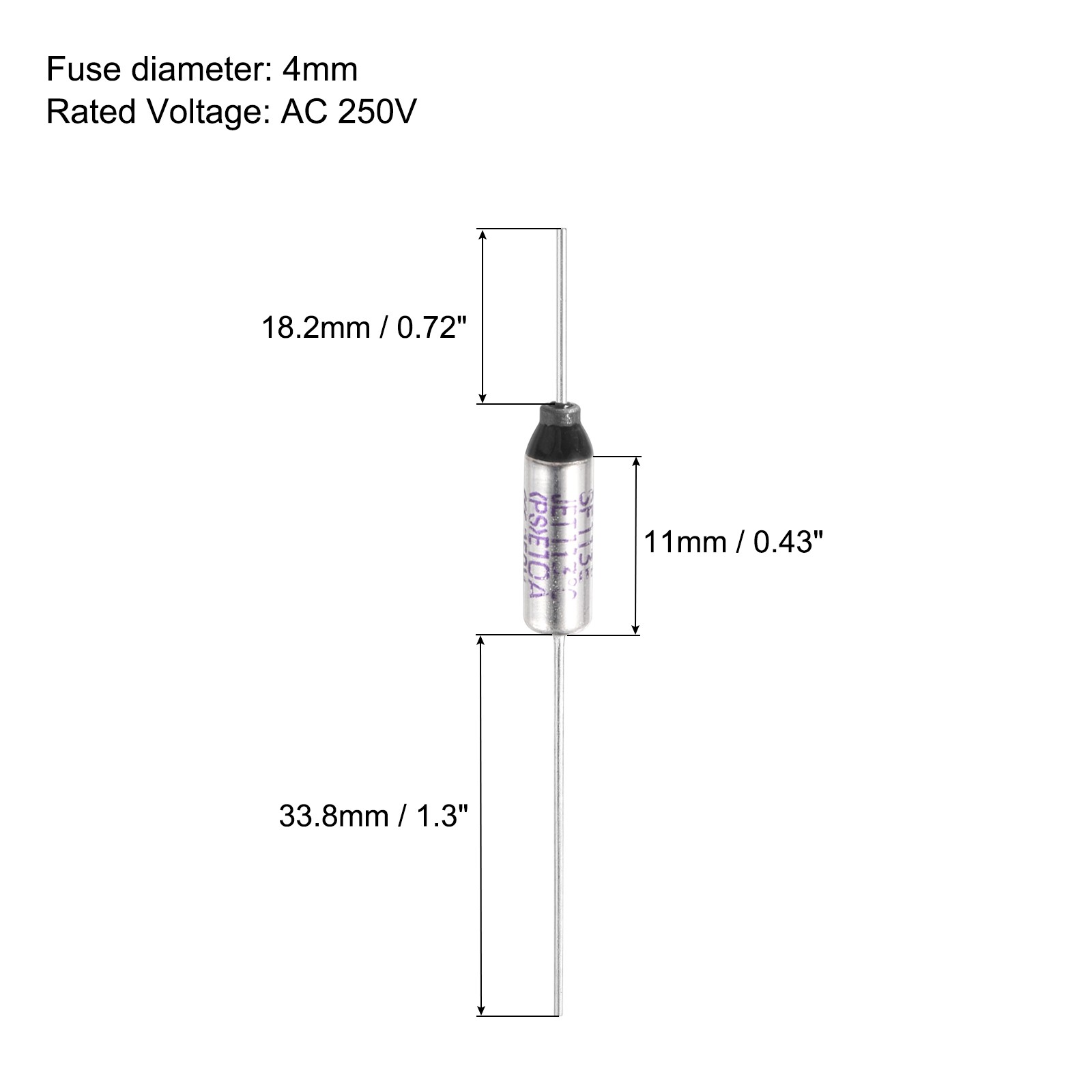 5 Pcs 10A 250V 113C Thermal Fuse 4x11mm Thermal Cutoffs