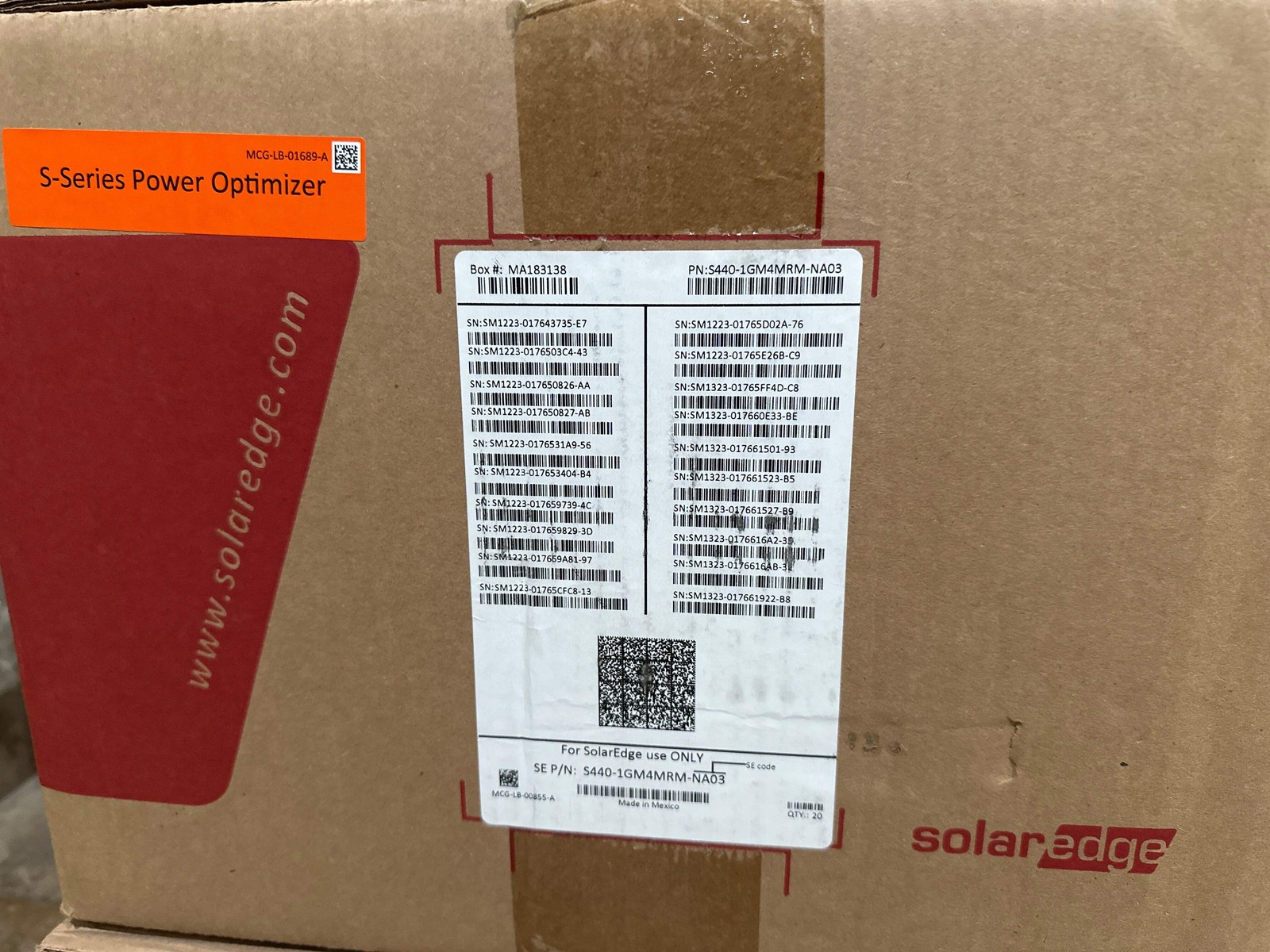 20 Pack SolarEdge S440 Power Optimizer – 440W Solar Panel Maximizer
