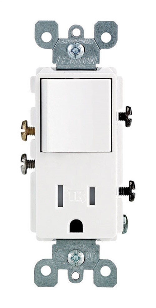 Leviton T5625-W Decora Combination Switch and Tamper-Resistant Receptacle, White