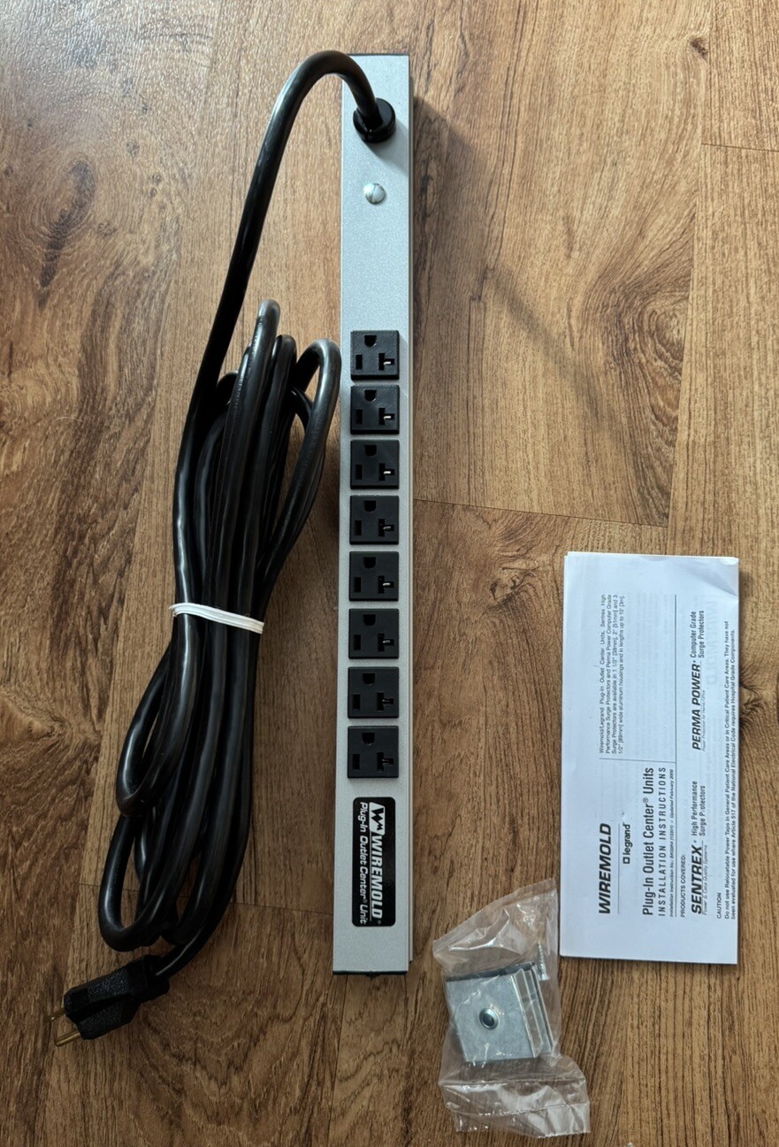 Aluminum Outlet Strip Commercial/Industrial 8 Outlet 15 foot Cord