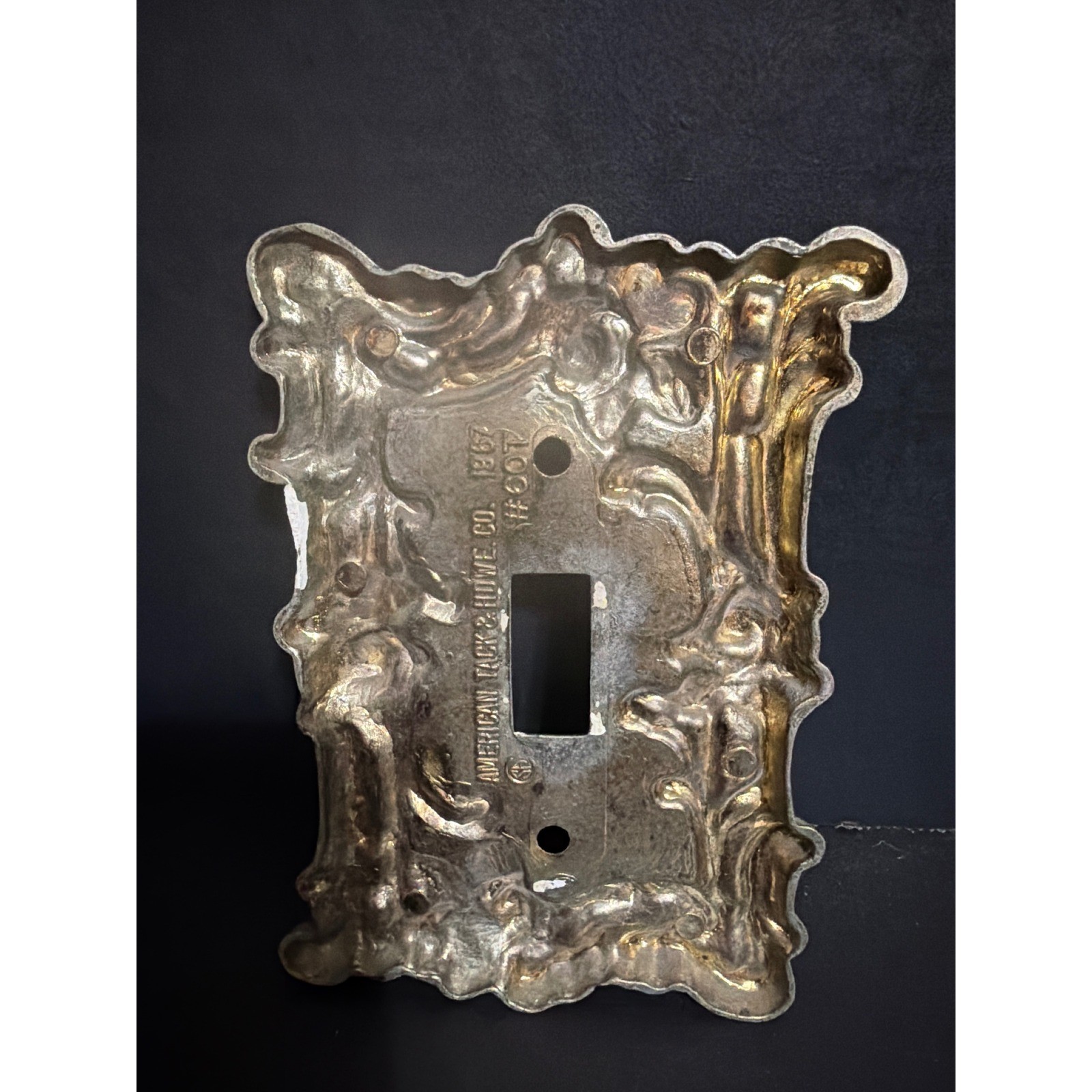 VTG Victorian Style Ornate Gold Tone Rose Floral Light Switch Cover CottageCore