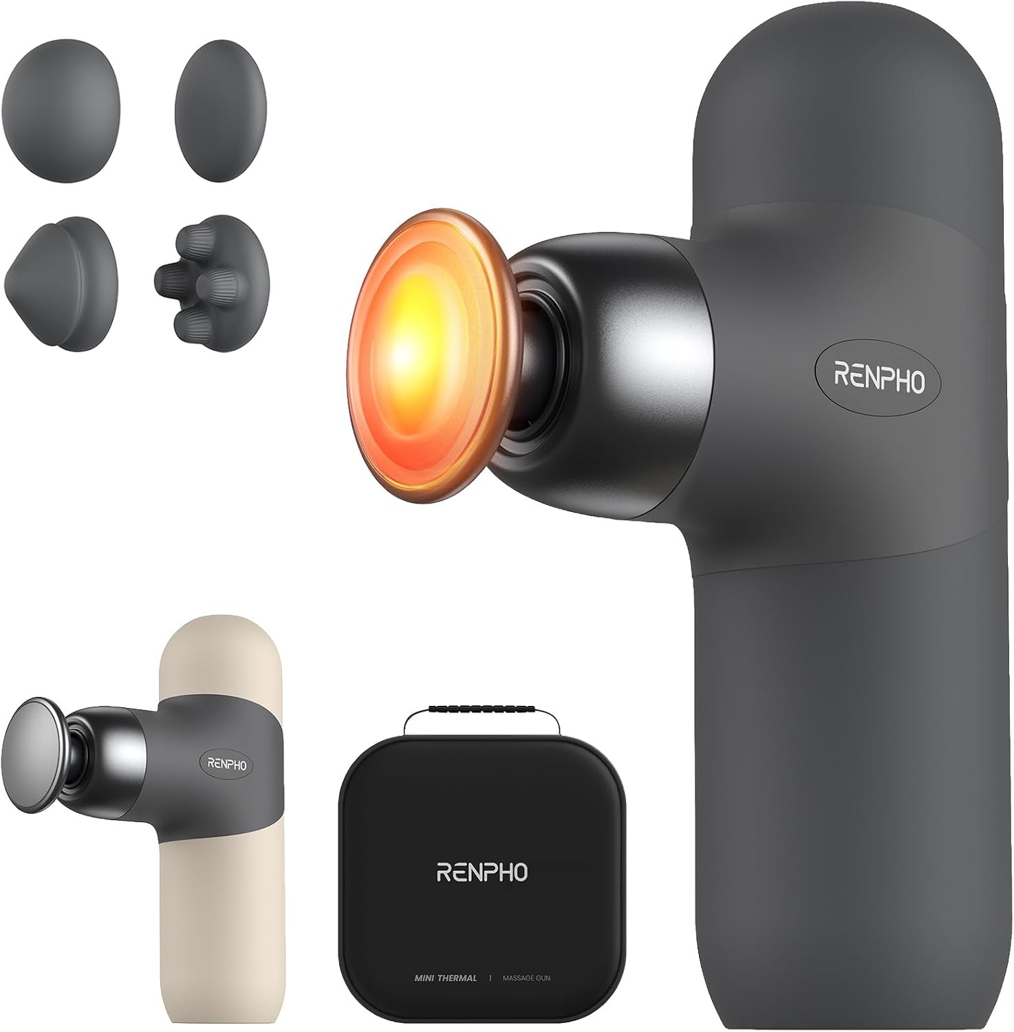 RENPHO Mini Thermal Massage Gun with Heat, Color Silicone Casing, 4 Speeds