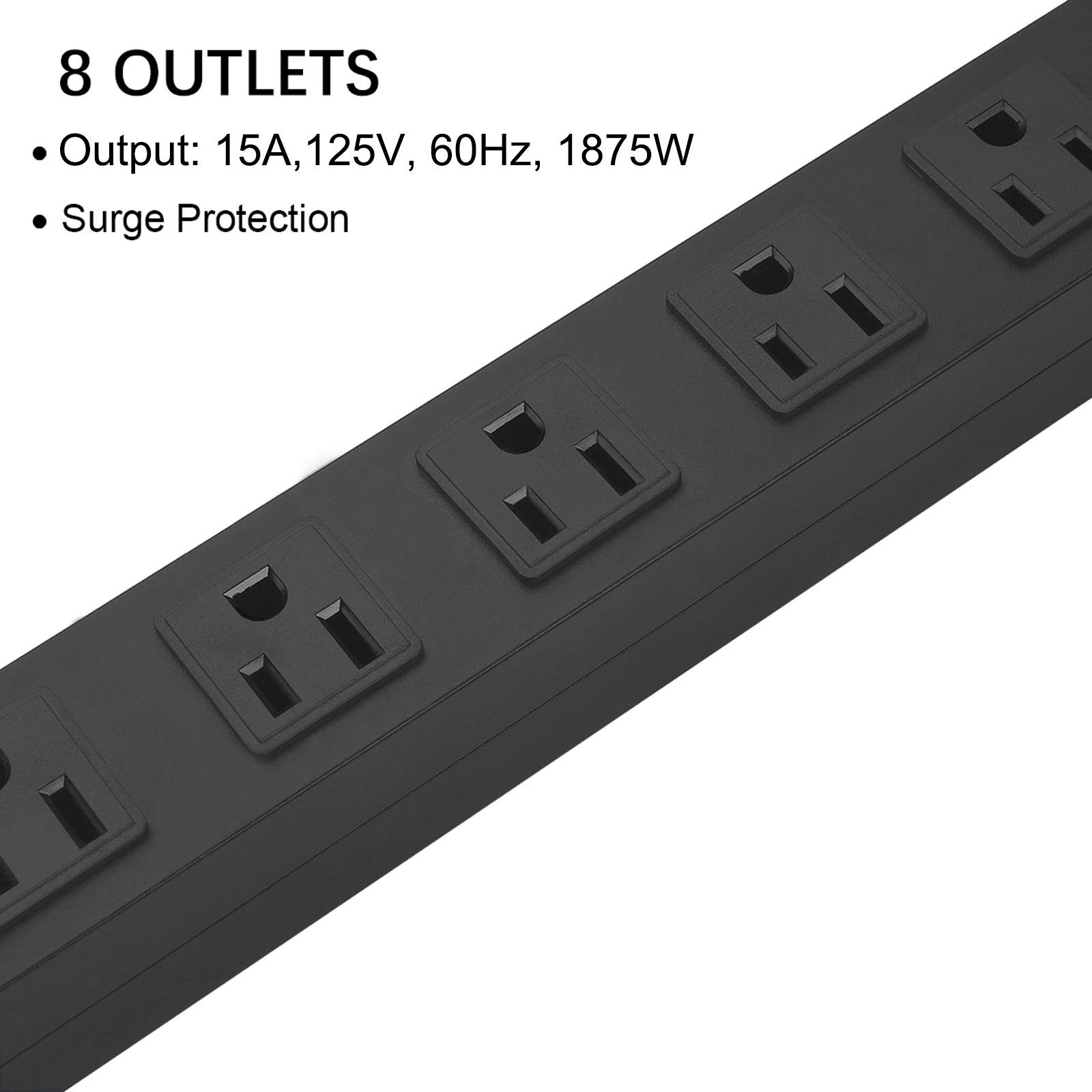 Heavy Duty 8 Outlet Surge Protector Power Strip, 6FT 14AWG Extension Cord, Wall