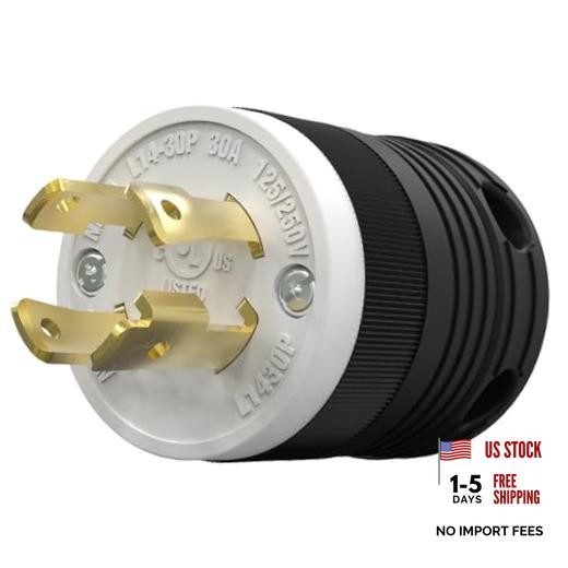1 Pack NEMA Locking Plug, 30 Amp Generator Replacement 1 PACK Black L14-30P