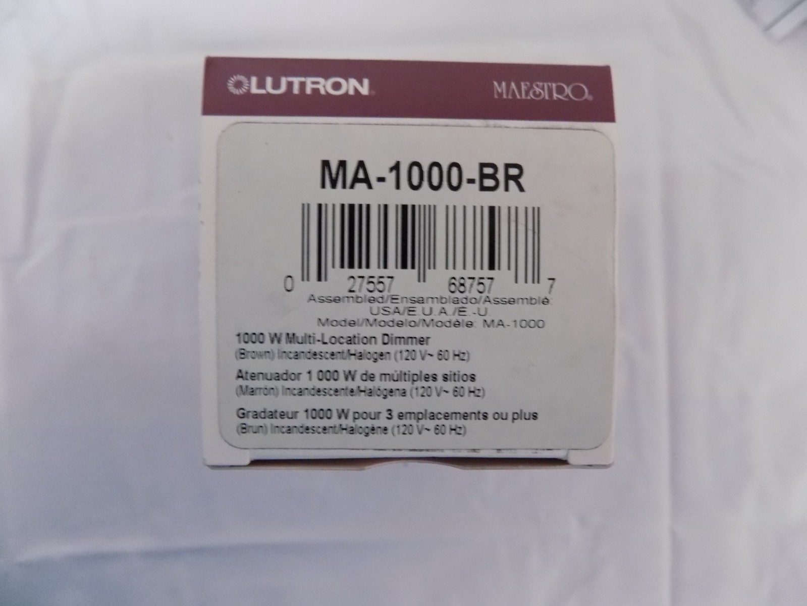 Lutron Maestro Multi-Location MA-1000-BR Digital Fade Dimmer Single Pole 1000W