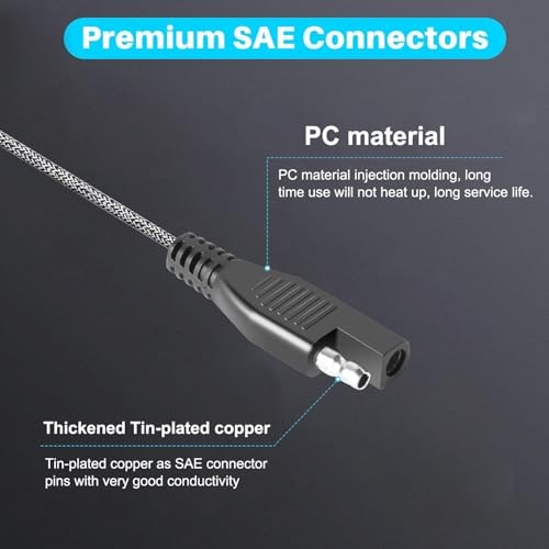 Solar Panel Connectors to SAE Adapter Cable, 11FT 10AWG Solar Extension Cable