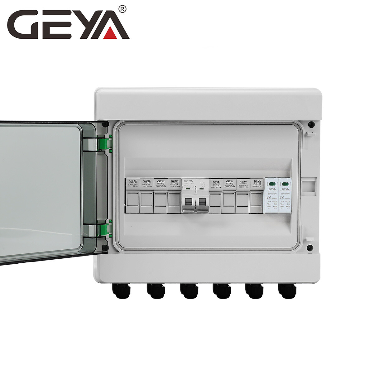 Solar PV Combiner Box Plastic 15A 4strings 550VDC Circuit Breaker Solar Panel