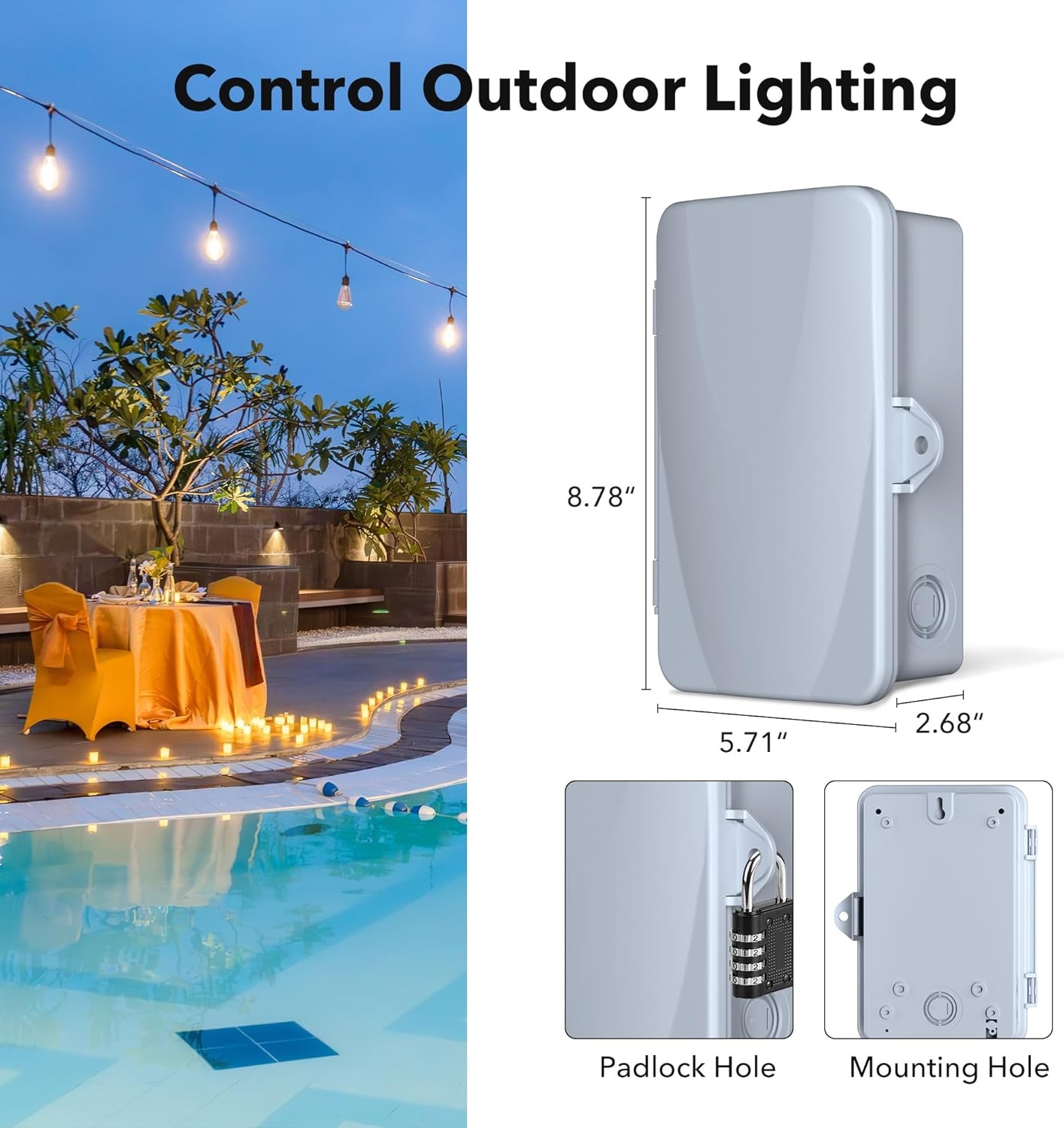 BN-LINK Pool Pump Timer Outdoor Timer Box, Heavy Duty 24Hr Programmable For Pool