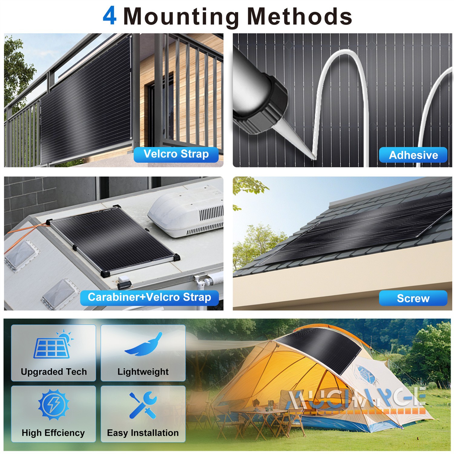 200/400W Monocrystalline Solar Panel Kits Portable for Camping RV Battery Charge
