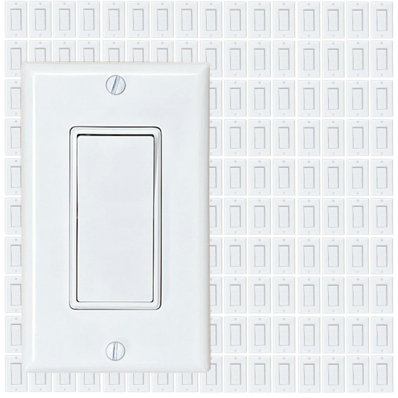 160-Pack Decorator Paddle Rocker Light Switch Single Pole 3-Wire Grounding 15A
