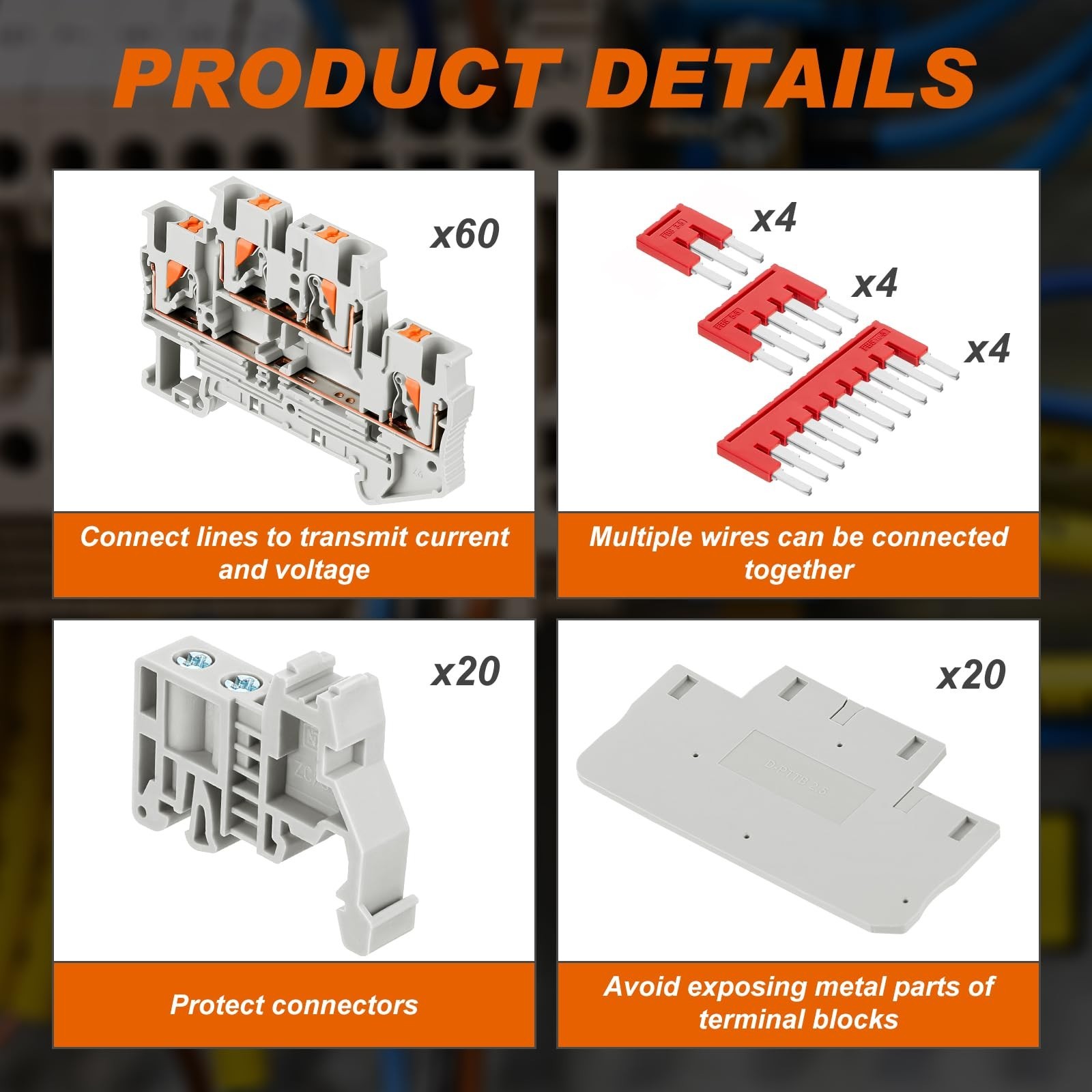 DIN Rail Terminal Block Twin Spring Terminal Connectors Push in Type PT Screw…