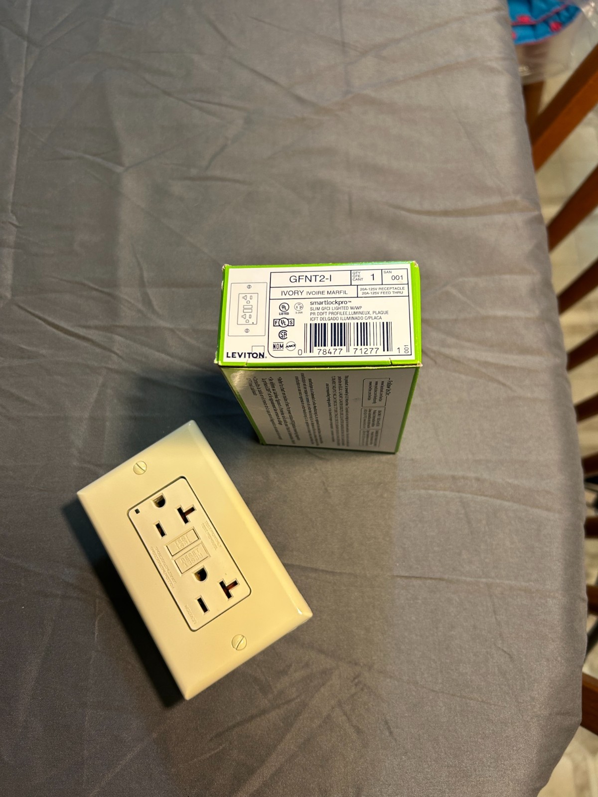 LEVITON GFNT2-I SELF-TEST 20A GFCI OUTLET IVORY 20A-125V