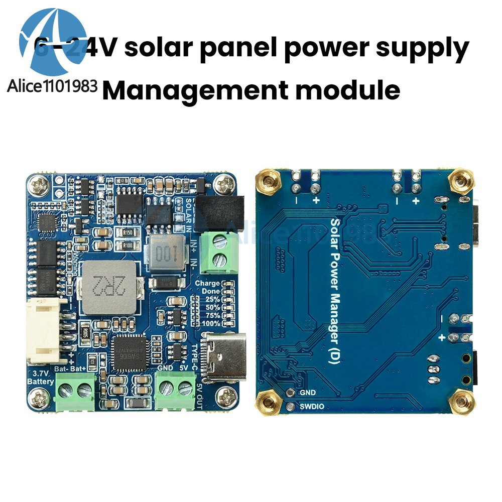6-24V Solar Panel Power Management Module 5V 3A Supports MPPT, PD QC FCP SFCP