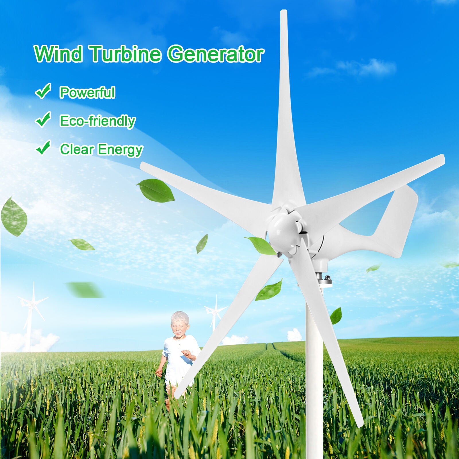 3KW 48V Wind Turbine Windgenerator Home Garden Boat Street Motor Windmill Power