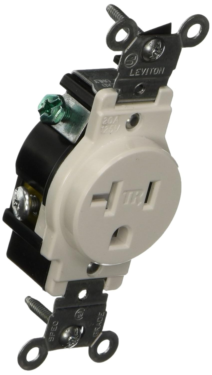 20-Amp 125-Volt NEMA 5-20R, 2-Pole, 3W, Narrow Body Single Receptacle, T5020-W,