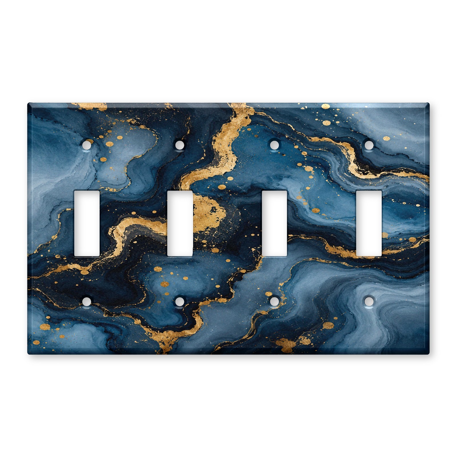 Blue Gold Marble Switch Plate Cover, Navy Abstract Light Switch Cover, Modern Lu
