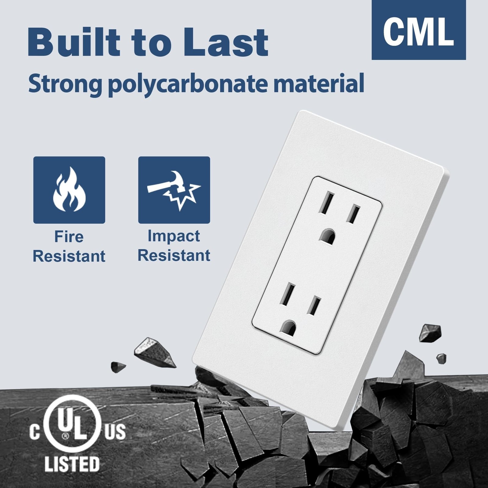 CML 50 Pack Matte White 15 Amp Decorator Wall Receptacle Outlet UL Listed
