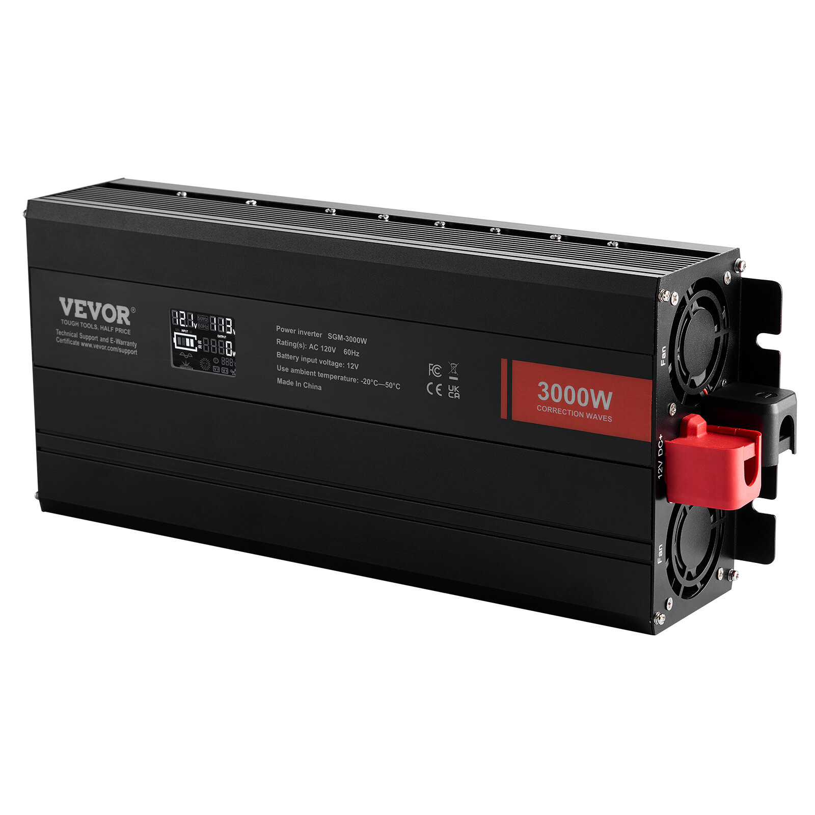 VEVOR Modified Sine Wave Power Inverter 3000W DC12V to AC120V LCD Display CE FCC