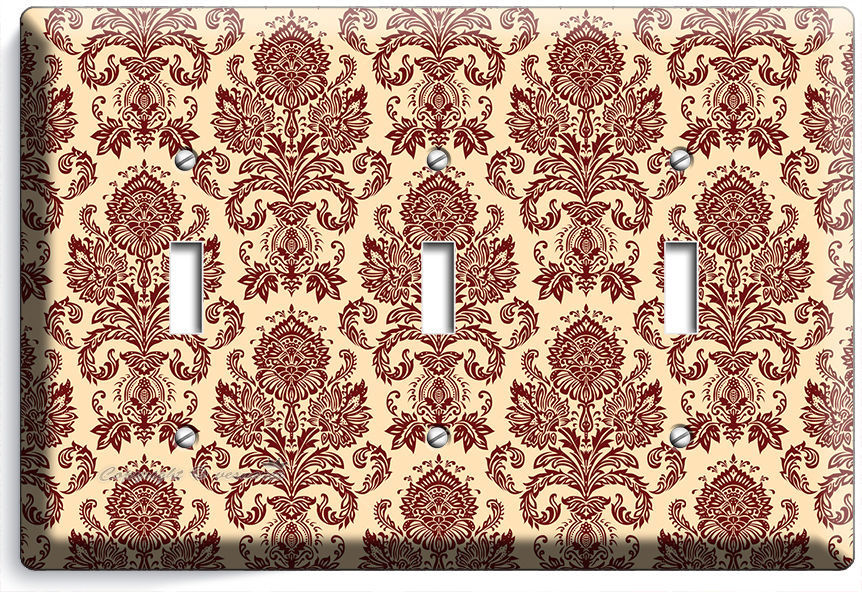 VICTORIAN PATTERN TRIPLE LIGHT SWITCH WALL PLATE COVER BEDROOM LIVING ROOM DECOR