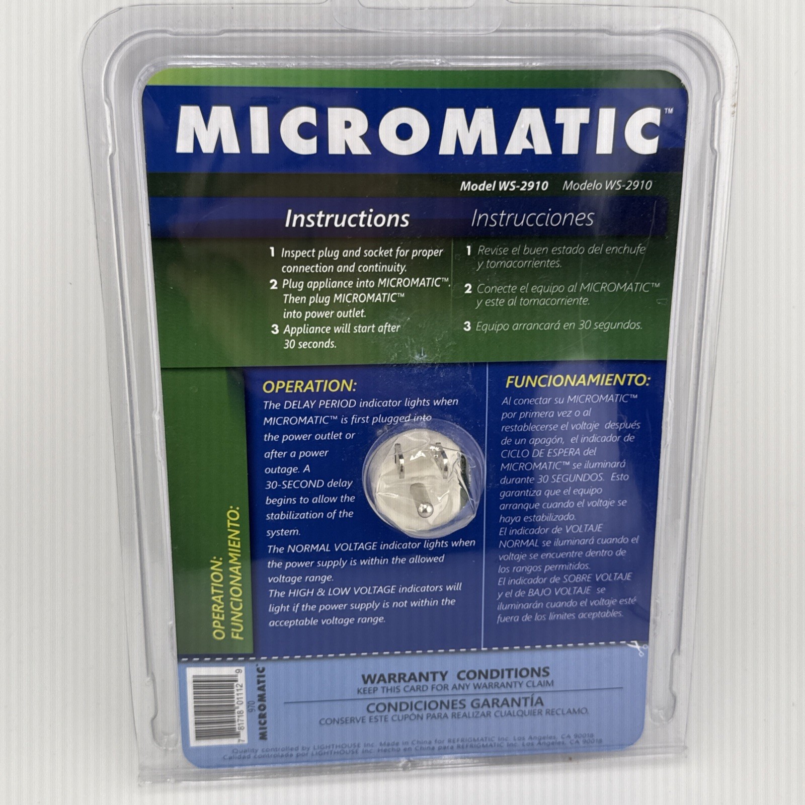 Micromatic WS-2910 Electronic Surge Protector for Microwave Oven New Sealed
