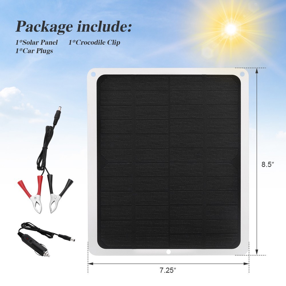 20W 12V Solar Panel Trickle Charger for Car, RV, Marine, Camper and Trailer Blue